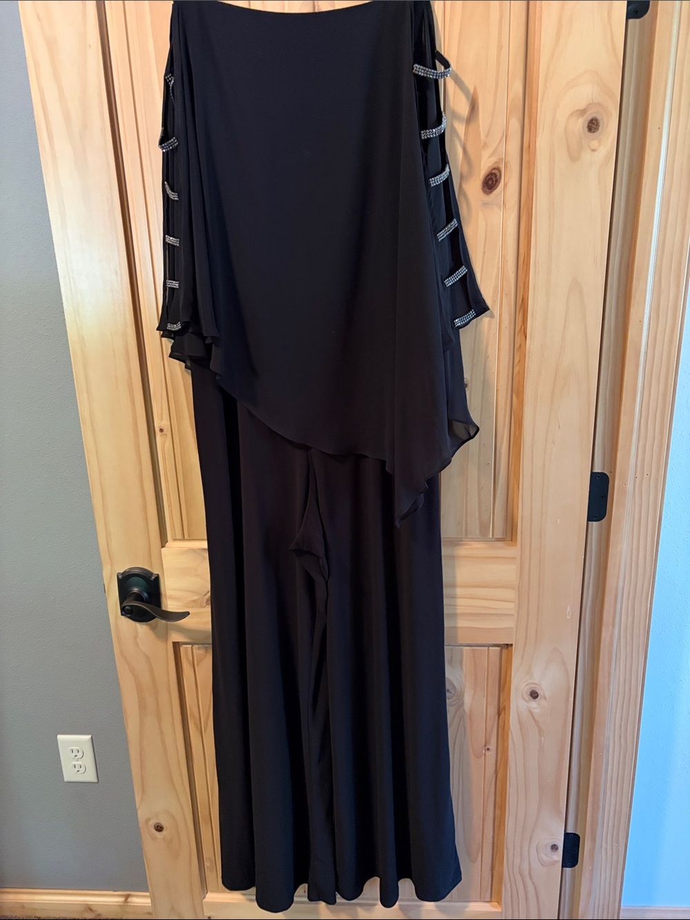 MSK Black Jumpsuit with Sparkling Sleeve Trim